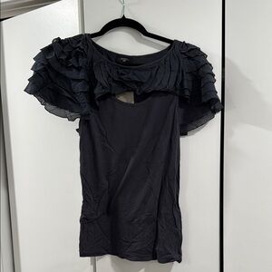 Anthropologie Deletta Elegant dark grey Ruffled Women's Top